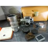 A Leica M3 Rangefinder Camera, chrome, with Leitz Summicron f=5cm 1:2mm lens & Leica-METER MC.