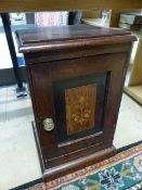 Miniature Edwardian inlaid mahogany cabinet. Inlaid with floral and bird motif with mother of pearl