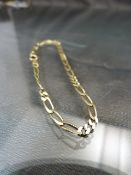 9ct Gold ladies figaro style braclet (approx. 3.3g)