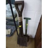 Military issue shovels (2) and Fork - all marked with the military arrow.