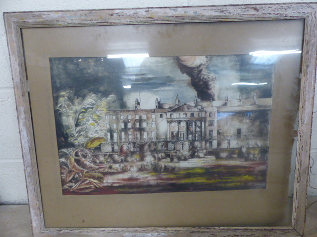 Mason (poss W.Mason 1906-2002) dated 1951. Oil, Pastel and Watercolour of a Scottish Estate House