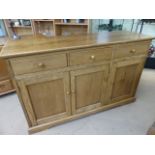 Chichester Oak sideboard with three drawers and three cupboards by Cathedral furniture