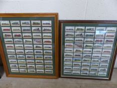 Collection of framed cigarette cards of Engines and Locomotives