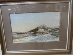 Original Pastel of a fishing village by Margaret Glass