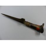 Middle Eastern horn handled dagger (no scabbard) The fitted handle is etched and decorated highly