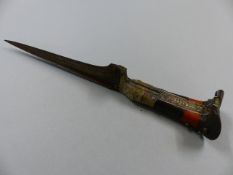 Middle Eastern horn handled dagger (no scabbard) The fitted handle is etched and decorated highly