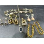 Silver and Gold coloured jewellery. To include a vintage pair of earrings by Sarah Gov, silver