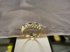 9ct Gold Emerald and Diamond Ring. size approx UK - M and USA - 6 Weight approx 1.7g