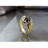 18ct Gold (Sheffield 1977) Sapphire and Diamond Cluster ring. Size approx UK - O and USA - 7