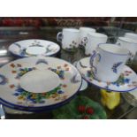 Early Delphine china teaset in the Fleurette pattern.