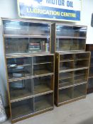 Minty's Library Specialists Ltd, Pair of stacking bookcases 5 high with sliding glass doors