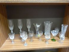 Collection of glassware to include Lalique style champagne flutes