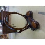 Rosewood veneered toilet mirror with two smaller lidded pots either side