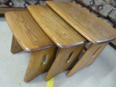 Ercol Windsor nest of tables in Ash and finished in the Golden Dawn colour. Condition Report -