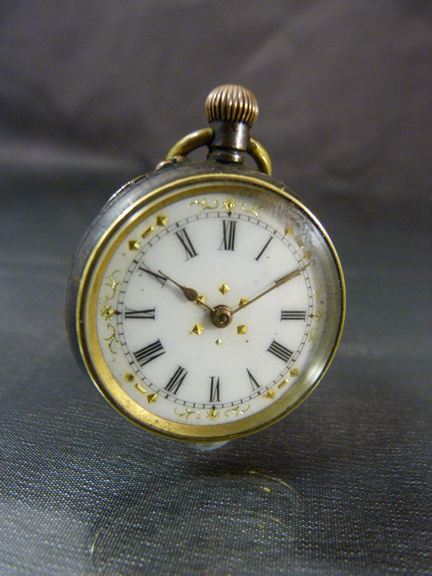 Three working silver pocket watches (2 of which the backs won't open). 1 hallmarked 800. Total - Image 7 of 20