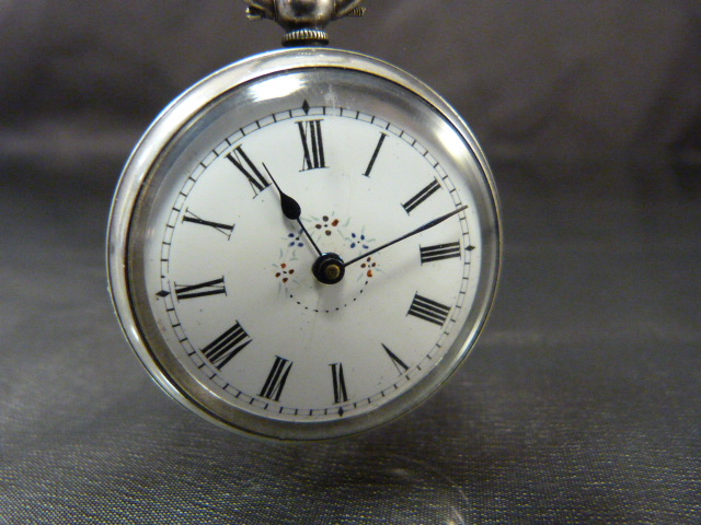 Three working silver pocket watches (2 of which the backs won't open). 1 hallmarked 800. Total - Image 6 of 20