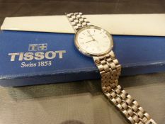 Tissot Stainless steel wrist watch in original case, water resistant up to 30m. In need of a new