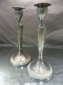 Pair of Silver Plated tapering candle sticks with removable inserts
