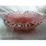 Whitefriars Ruby and clear glass bowl