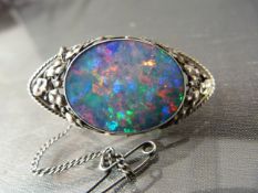 Silver (c.1912) Black Opal Arts and Crafts Brooch by Edward Spencer (1872-1938), Principle