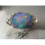 Silver (c.1912) Black Opal Arts and Crafts Brooch by Edward Spencer (1872-1938), Principle