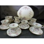 Paragon Tea service 'Victoriana Rose' missing 1 cup and teapot