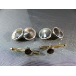 Pair of Cufflinks and matching collar studs by Krementz - set in unmarked Gold with black Mother