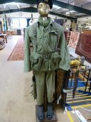 Devon and Dorset combat kit on full mannequin from the 1960's with 1959 webbing. To include