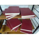 Set of 10 Volumes of Pictorial Knowledge by George Newnes Ltd - Red bound with diamond design to