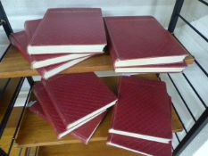 Set of 10 Volumes of Pictorial Knowledge by George Newnes Ltd - Red bound with diamond design to
