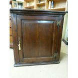 Victorian oak hanging corner cabinet - key in lock.