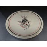 Poole England - A very pretty and subtle Poole Pottery plate decorated in black, pink and cream