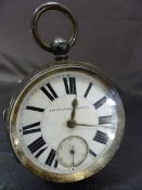 Hallmarked silver heavy open face pocket watch. Roman Bold numerals with subsidiary dial. The