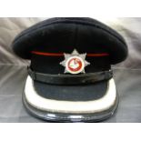 Pair of White Leather clad fire Brigade helmets