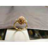 9ct Gold (Birmingham 2011) Marquise shaped Diamond set ring. The Central section of Rose Coloured