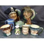 Collection of Royal Doulton Toby Jugs to include Long John Silver D6335, The Poacher 'D6429, Tony