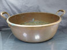 Large copper and brass cooking pan (unmarked) Diameter - approx 40cm