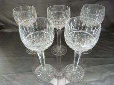 Set of five Waterford Crystal chunky stem wine glasses - all in good order.
