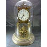 Mantle clock under glass dome with Key and three ball weights (missing pendulum) A/F