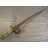 A 19th century French Chassepot sword bayonet with proof marks and an inscription dated 1874 to