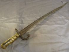A 19th century French Chassepot sword bayonet with proof marks and an inscription dated 1874 to