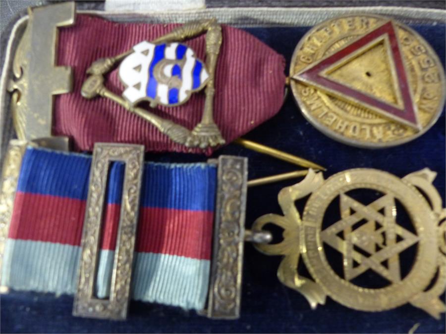 Three Masonic Medals on hallmarked silver with ribbons - Image 2 of 4