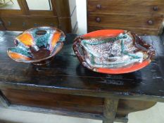 Two French studio pottery bowls by Vallauris in the Poole Pottery Delphis Manner and a Vallauris