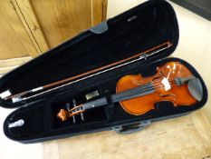 Chantry violin in fitted case with bow