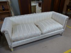 French style settee in white. Upholstery in need of attention