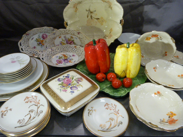 Collectable china - to include three Dresden china lattice bowls, Rosenthal plates and other