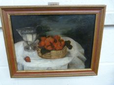 Oil of a Still life on board in a Gilt frame signed K.A to left side in red