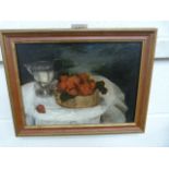 Oil of a Still life on board in a Gilt frame signed K.A to left side in red