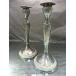 Pair of Silver Plated tapering candle sticks with removable inserts