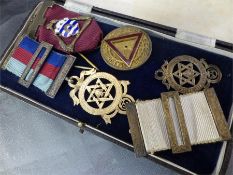 Three Masonic Medals on hallmarked silver with ribbons